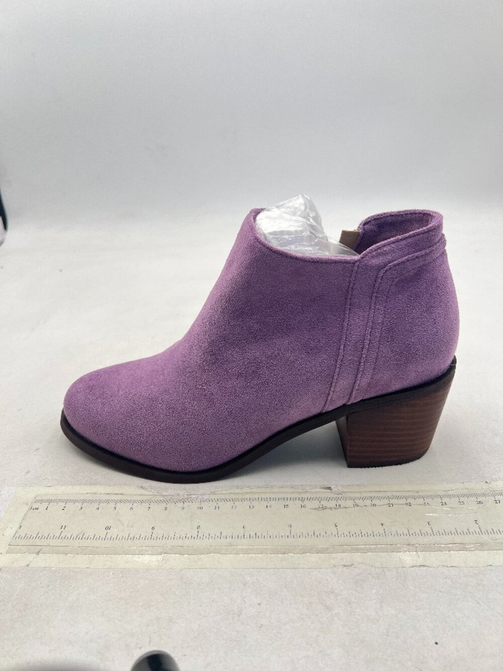 Purple Women Almond Toe Chunky Low Heel Ankle Boots Stylish Daily Walking Boots